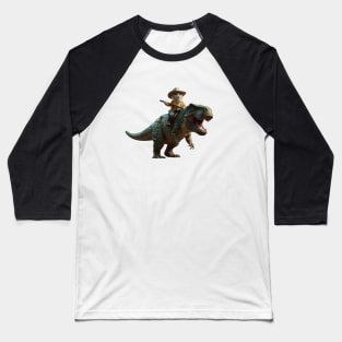 CUTE COWBOY CAT RIDING T REX Baseball T-Shirt